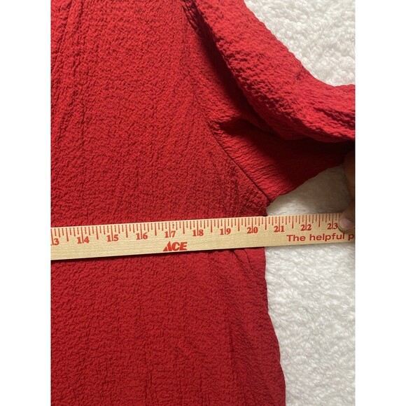 Maeve Anthropologie Scarletta Red Crinkle Gauze Tiered Button Midi Dress Boho S - Picture 7 of 9